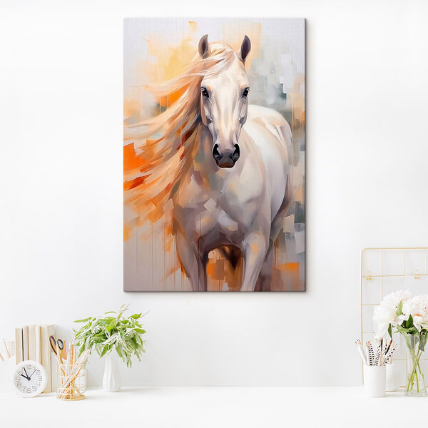 Peinture d'un cheval blanc Tableaux Peinture d'un cheval blanc