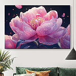 Tableaux Fleur rose avec paillettes