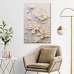 Tableaux Sculpture de fleurs blanches sur un mur