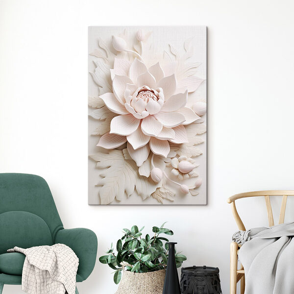Tableaux Fleur blanche avec feuilles