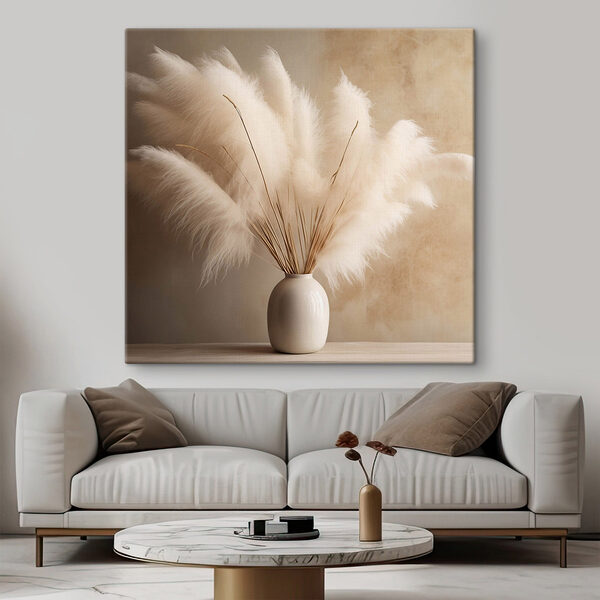 Vase blanc avec fleurs pelucheuses Tableaux Vase blanc avec fleurs pelucheuses