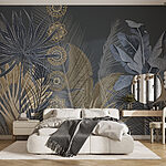 Papier peint Motif botanique serein sur fond sombre