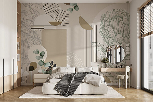 Papier peint avec une plante et des feuilles Papier peint Papier peint avec une plante et des feuilles