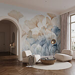 Papier peint Peinture de fleurs et de feuilles