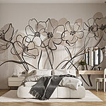 Papier peint Ligne de fleurs sur fond blanc