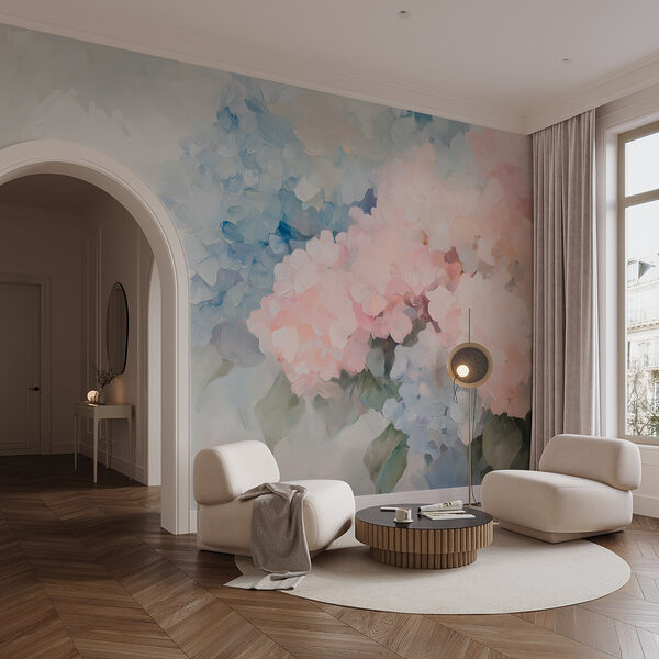 Papier peint Peinture de fleurs sur fond blanc