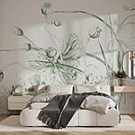 Papier peint Dessin de fleurs et de feuilles