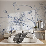 Papier peint Dessin de fleurs et de feuilles