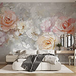 Papier peint Peinture de fleurs sur une surface blanche
