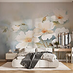 Papier peint Peinture de fleurs blanches