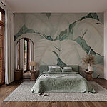 Papier peint Arrangement de feuilles tropicales serein