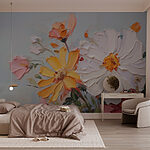 Papier peint Peinture de fleurs sur une surface blanche