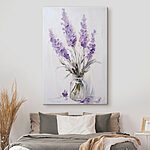 Tableaux Peinture de fleurs violettes dans un vase en verre