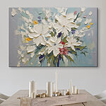 Tableaux Peinture de fleurs sur une surface bleue