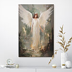 Tableaux Peinture d'une femme en robe blanche avec des ailes
