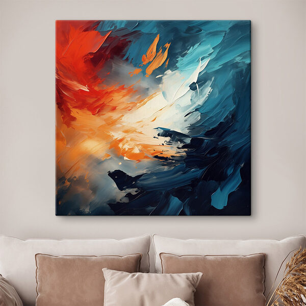 Tableaux Peinture de couleurs bleu et orange