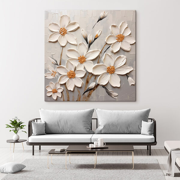 Tableaux Peinture de fleurs blanches