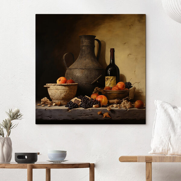 Tableaux Nature morte avec des fruits et une bouteille
