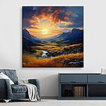 Tableaux Paysage avec rivière et montagnes