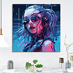 Tableaux Femme portant des écouteurs et des lunettes de soleil