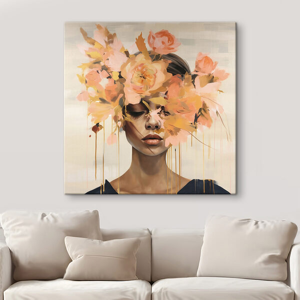 Peinture d'une femme avec des fleurs sur la tête Tableaux Peinture d'une femme avec des fleurs sur la tête