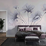 Papier peint Peinture de fleurs sur fond blanc