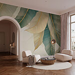 Papier peint Feuilles doucement drapées sur toile