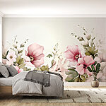 Papier peint Peinture de fleurs et de feuilles