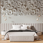 Papier peint Motif floral blanc sur un mur