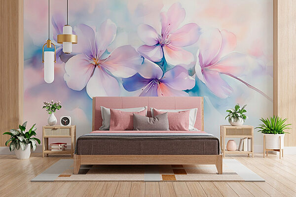 Groupe de fleurs violettes Papier peint Groupe de fleurs violettes