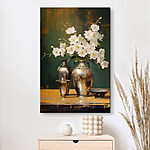 Tableaux Vase avec fleurs blanches et bol
