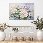 Tableaux Peinture de fleurs sur fond bleu