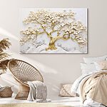 Tableaux Arbre avec des feuilles et des fleurs blanches