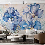 Papier peint Délicates fleurs d'iris bleues en pleine floraison