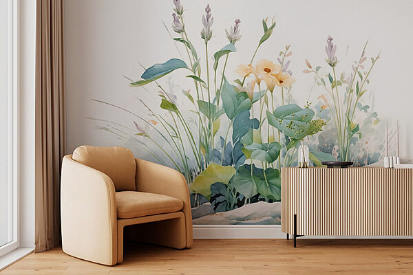 Peinture de fleurs et de plantes Papier peint Peinture de fleurs et de plantes