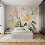 Papier peint Groupe de fleurs blanches