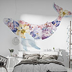 Papier peint Baleine avec des fleurs
