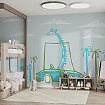 Papier peint Girafe dans une voiture