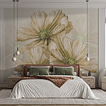 Papier peint Groupe de fleurs avec centre vert