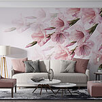 Papier peint Groupe de fleurs roses