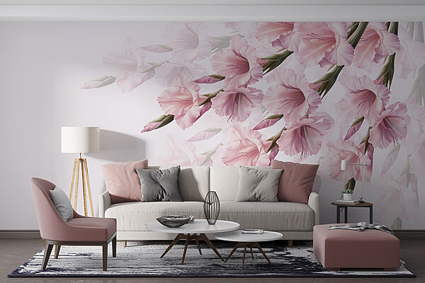 Groupe de fleurs roses Papier peint Groupe de fleurs roses