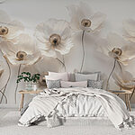 Papier peint Groupe de fleurs blanches