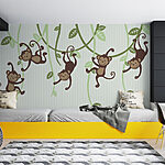Papier peint Groupe de singes sur des lianes