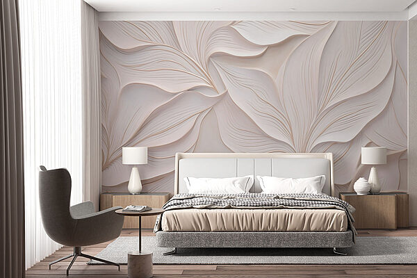 Mur blanc avec des feuilles blanches Papier peint Mur blanc avec des feuilles blanches