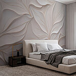 Papier peint Mur blanc avec des feuilles blanches