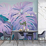 Papier peint Feuilles tropicales luxuriantes dans des teintes douces