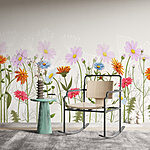Papier peint Rangée de fleurs colorées