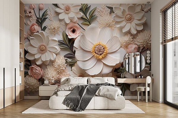 Groupe de fleurs en papier Papier peint Groupe de fleurs en papier