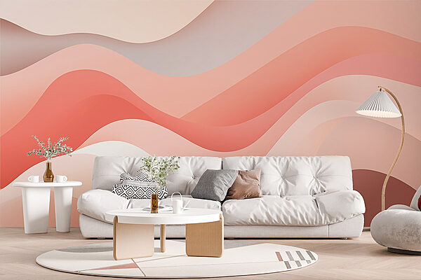 Lignes ondulées roses et blanches Papier peint Lignes ondulées roses et blanches