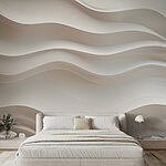 Papier peint Mur blanc avec des lignes ondulées